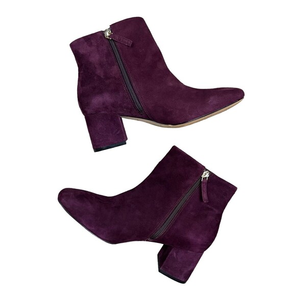 WHBM White House Black Market Ankle Boots Womens 8.5 Zeek Studded Wine Suede - Picture 2 of 12
